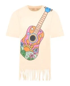 Stella McCartney Kids Pink Tshirt With Guitar Print For Girl