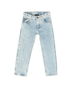 Versace Jeans Blu Chiaro In Denim Di Cotone Stretch Bambino