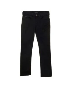 Emporio Armani Black Five-pocket Jeans With Metal Logo Patch In Stretch Cotton Denim Boy