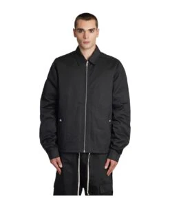 Zipfront Jkt Casual Jacket In Black Cotton