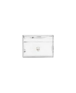 Alexander McQueen Silver-colored Card-holder With Skull Detail In Laminated Faux Leather Woman