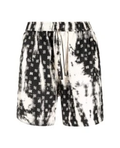 Amiri Black Bleached Ma Paisley Silk Shorts