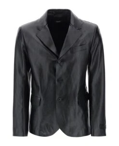Versace Single-breasted Leather Jacket
