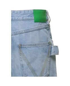 Bottega Veneta Light Blue 5-pocket Style Jeans With Green Patch In Cotton Denim Woman -Italist Store 24b68345e8d43285bb0adef3d48b78ea