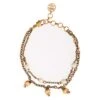 Alexander McQueen Antique Gold-finished Double-chain Bracelet With Skull And Pearl-like Charm In Brass Woman