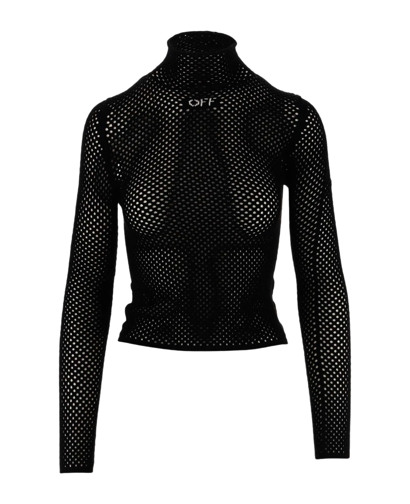 Off-White Viscose Blend Mesh Top With Logo 1 Off-White Viscose Blend Mesh Top With Logo