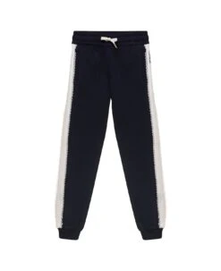 Chloé Black Jogger Pants With Contrasting Logo Band In Cotton Girl