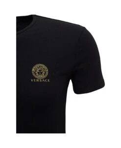Versace Man's Black Cotton T-shirt With Medusa Logo Print -Italist Store 2895dea1e1b0a83fd075a03ba150af83