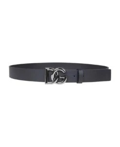 Dolce & Gabbana Calfskin Belt With Metal Dg Logo