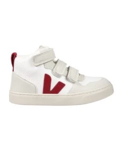 Veja White Sneakers For Kids With Red Logo