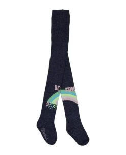 Billieblush Blue Tights For Girl With Logo And Rainbow