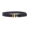Dolce & Gabbana Belt In Calfskin With Metal Crossed Dg Logo
