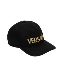 Versace Black Hat With Embroidered Logo