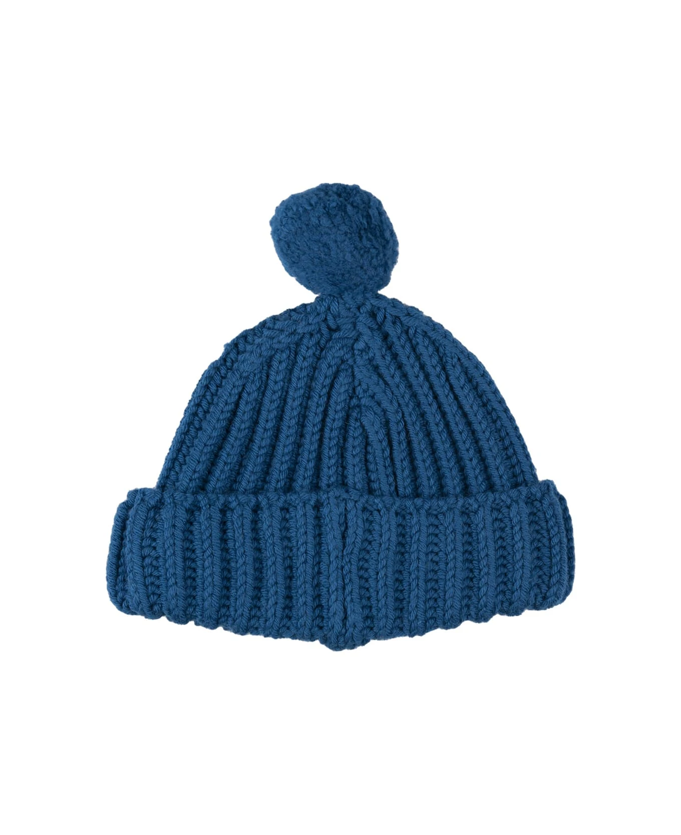 ERMANNO SCERVINO Blue Knitted Beanie With Pompon 2 ERMANNO SCERVINO Blue Knitted Beanie With Pompon - Image 2