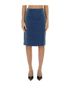 Versace Cotton Denim Skirt
