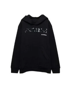 Balenciaga Black Long-sleeved Hoodie And 'hand Drawn' Print In Cotton Boy