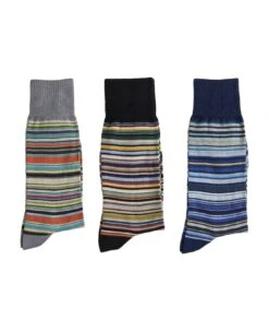 Set Of 3 Striped Cotton Blend Socks Paul Smith