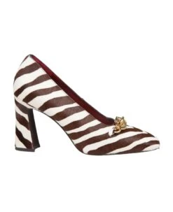 Tory Burch Pump Jessa In Zebra Pony With Gold Buckle