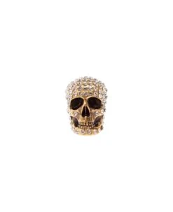 Alexander Mcqueen Woman's Pave Skull Brass Earring With Crystals