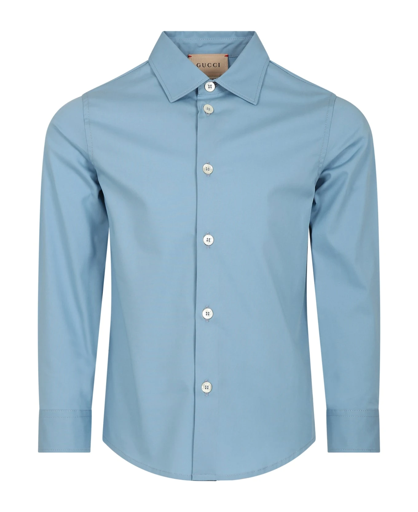 Gucci Light Blue Shirt For Boy With Gg Cross 1 Gucci Light Blue Shirt For Boy With Gg Cross