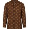 Gucci Brown Shirt For Boy With Logo All-over