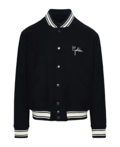Golden Goose Bomber Jacket In Blue Virgin Wool