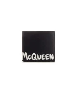 Alexander McQueen Black Wallet With Graffiti
