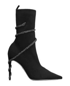 High Heels Ankle Boots In Black Fabric
