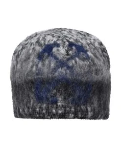 Off-White Multicolor Mohair Blend Fuzzy Beanie