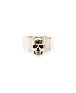 Alexander Mcqueen Man's Skull Silver Colored Brass Ring