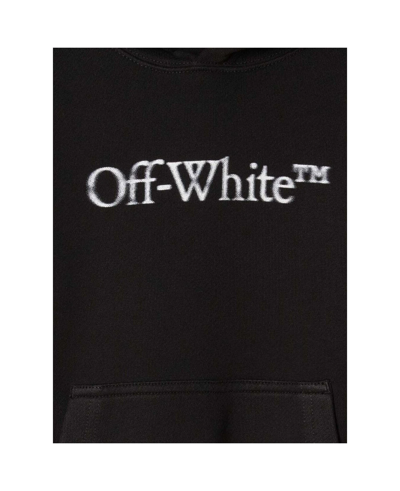 Off-White Black Hoodie With Contrasting 'bookish Bit' Logo In Cotton Boy 3 Off-White Black Hoodie With Contrasting 'bookish Bit' Logo In Cotton Boy - Image 3