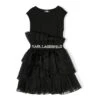 Karl Lagerfeld Kids Karl Lagerfeld Abito Nero Effetto Sovrapposto Con Pannelli A Contrasto Bambina
