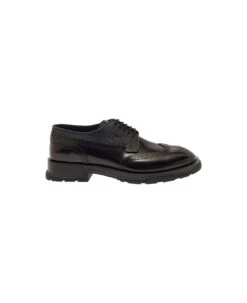 Alexander McQueen Black Lace-up Shoes With Quarter-brogue Detail In Leather Man