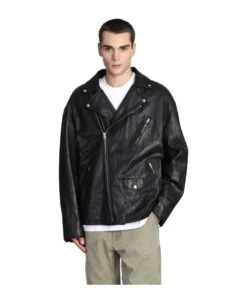Acne Studios Leather Jacket In Black Leather