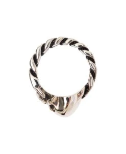 Alexander McQueen 'skull' Silver-colored Chain Ring With Skull Detail Man