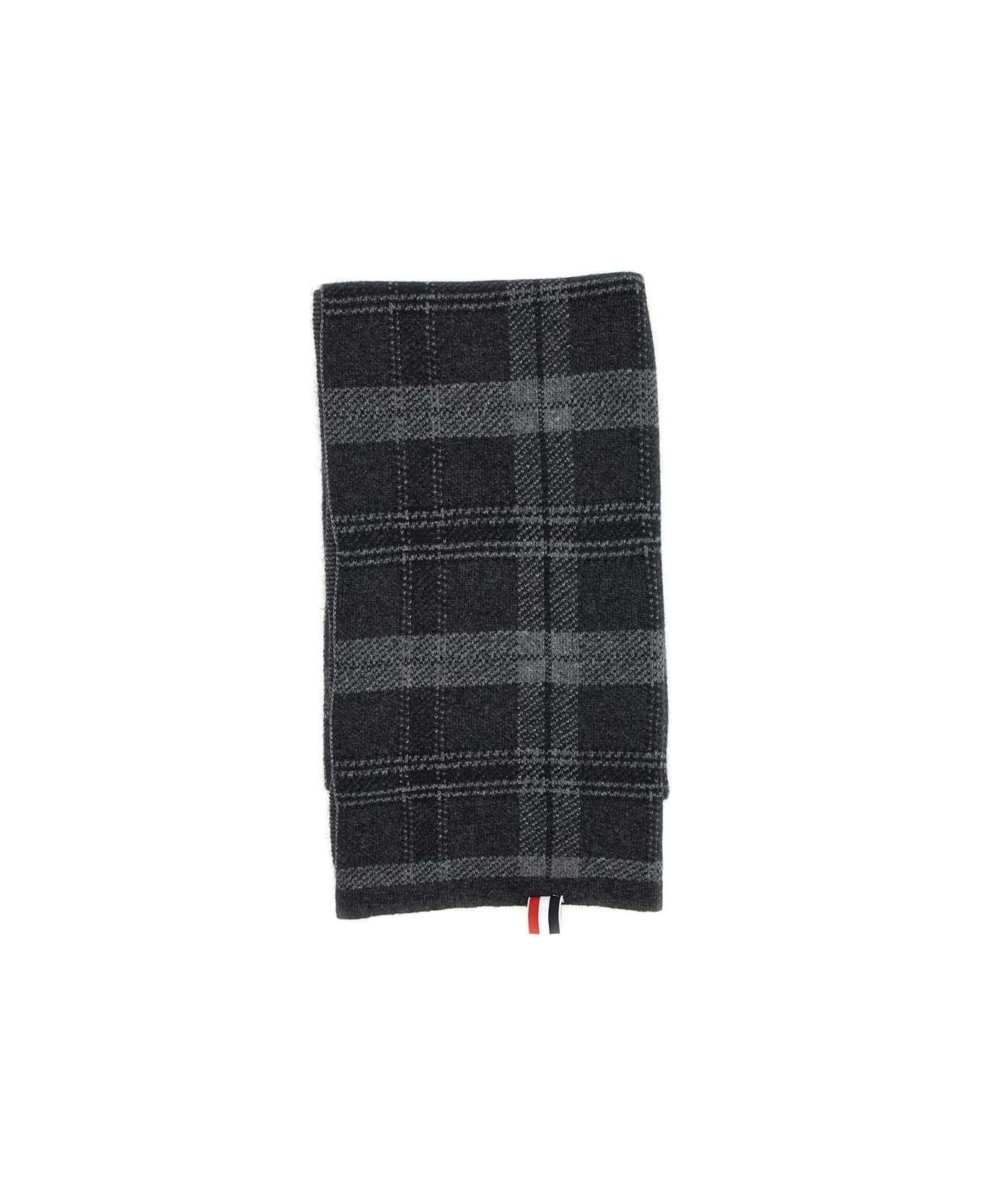 "tb Tartan Jacquard" Wool And Cashmere Scarf 3 "tb Tartan Jacquard" Wool And Cashmere Scarf - Image 3