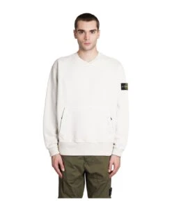 Stone Island Sweatshirt In Beige Cotton