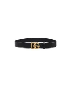 Dolce & Gabbana Man's Black Leather Belt With Dg Buckle