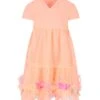 Billieblush Orange Dress For Girl With Butterflies