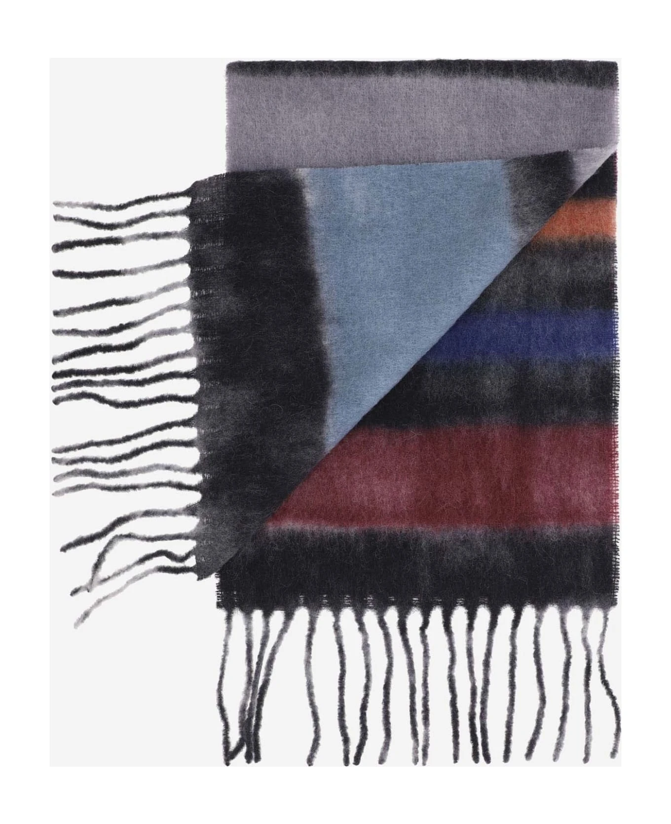 Wool Blend Scarf With Striped Pattern 2 Wool Blend Scarf With Striped Pattern - Image 2