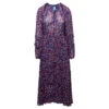 Multicolored Maxi Tie-neck Dress With Graphic Print All-over In Viscose Woman