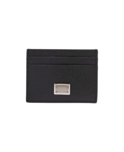 Dolce & Gabbana Black Card-holder With Logo Plaque In Dauphine Leather Man
