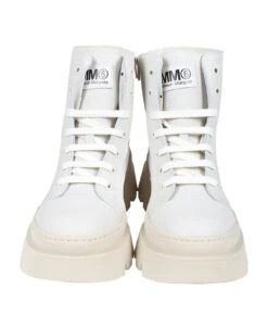 MM6 Maison Margiela Ivory Boots For Girl With Logo -Italist Store 58f704134df1efdbf9cf2199057775e5