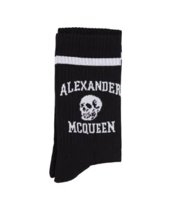 Alexander McQueen Logo Skull Socks In Black