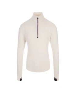 White Turtle-neck Sweater With Zip