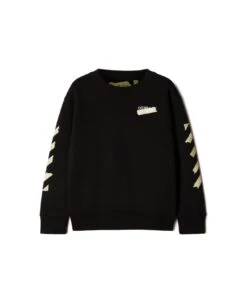 Off-White Black Long-sleeved Sweatshirt With Contrasting Maxi 'arrow' Motif In Cotton Boy