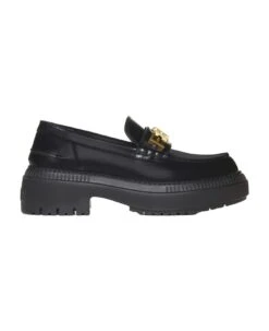 FENDI Logo-plaque Leather Loafers