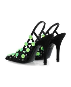 Grid Slingback Black And Fluo Freen Pump -Italist Store 5cefa8a9bd570d71eca4fc983d584dfb
