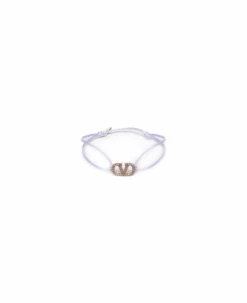 Valentino Garavani Vlogo Bracelet In Cotton With Swarovski Crystals
