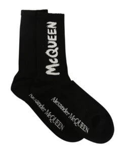 Alexander McQueen Ribbed-knit Logo Socks